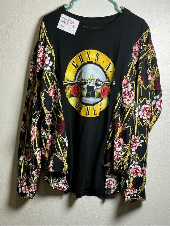 Guns N' Roses Tops - Upcycled Rock Band Flannel Shirt | Handmade One-of-a-Kind Graphic